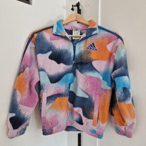 Adidas multi-coloured fleece sweater size M children #fleecejacket
